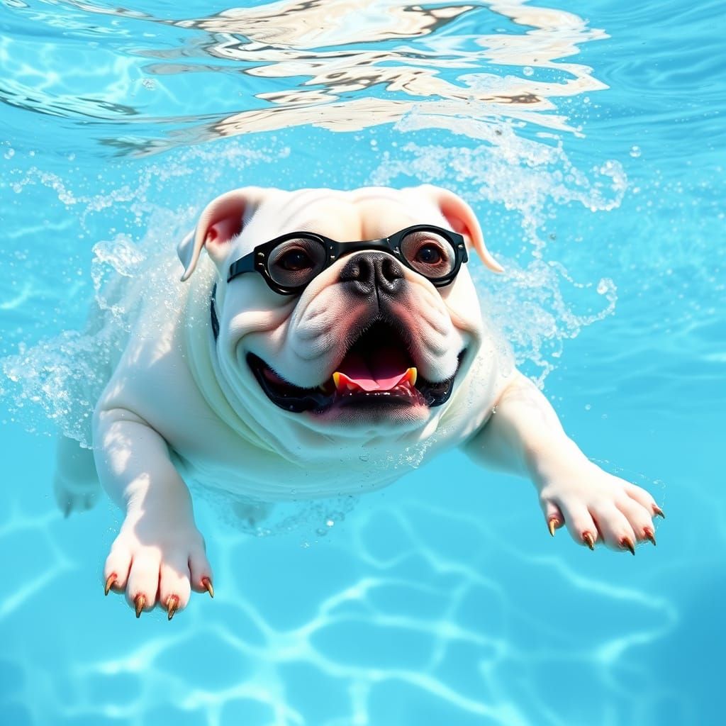 Georgia Bulldog in a Joyful Swim