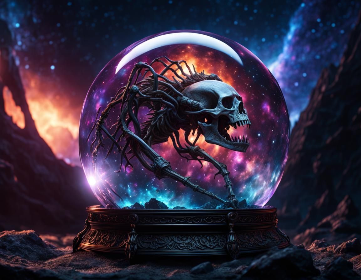 Dark Eldritch Beast Encased in Crystal Sphere
