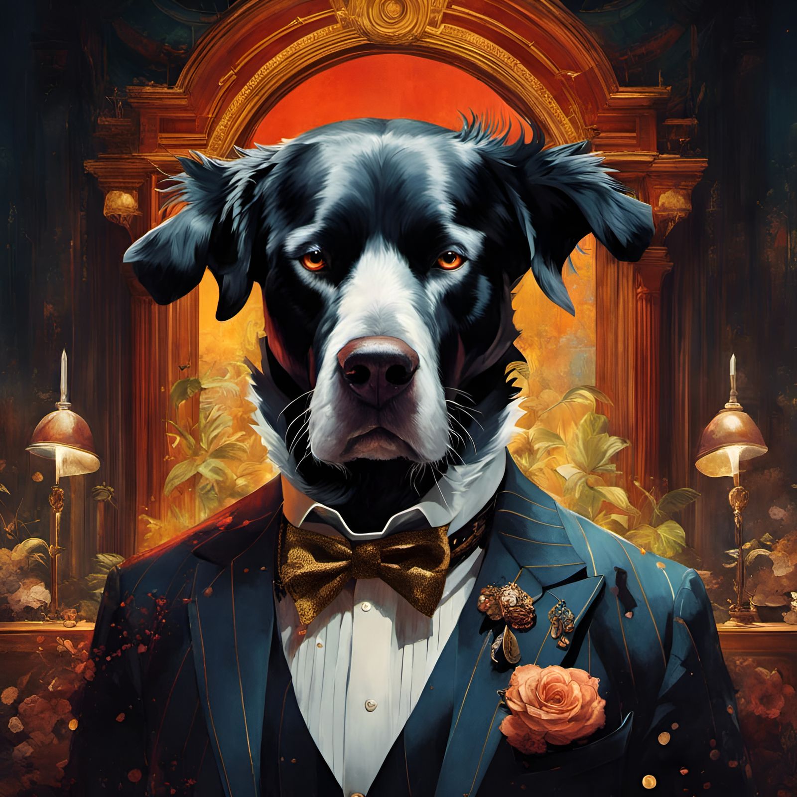 Monster Mobster Portrait in Golden Age Illustration Style