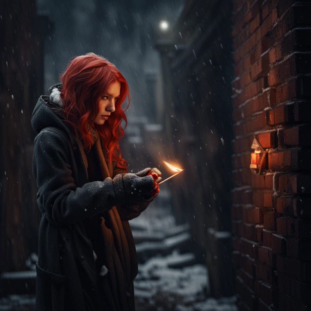 Winter Girl with Match: Cinematic Digital Painting