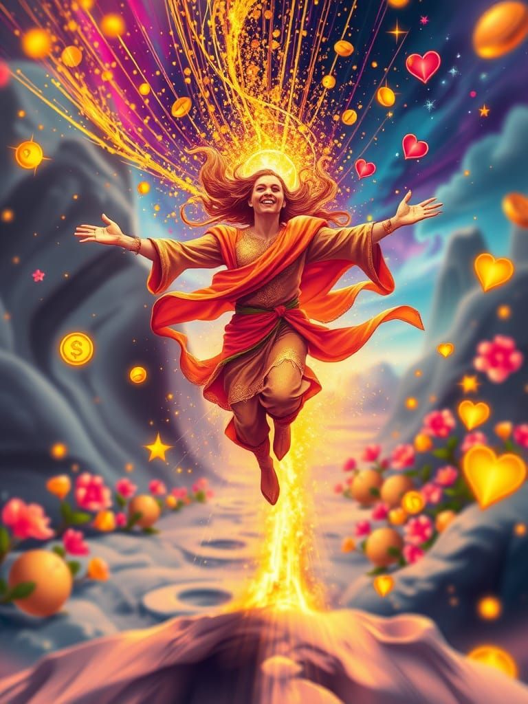 Surreal Figure Radiates Confidence and Determination in a Vi...