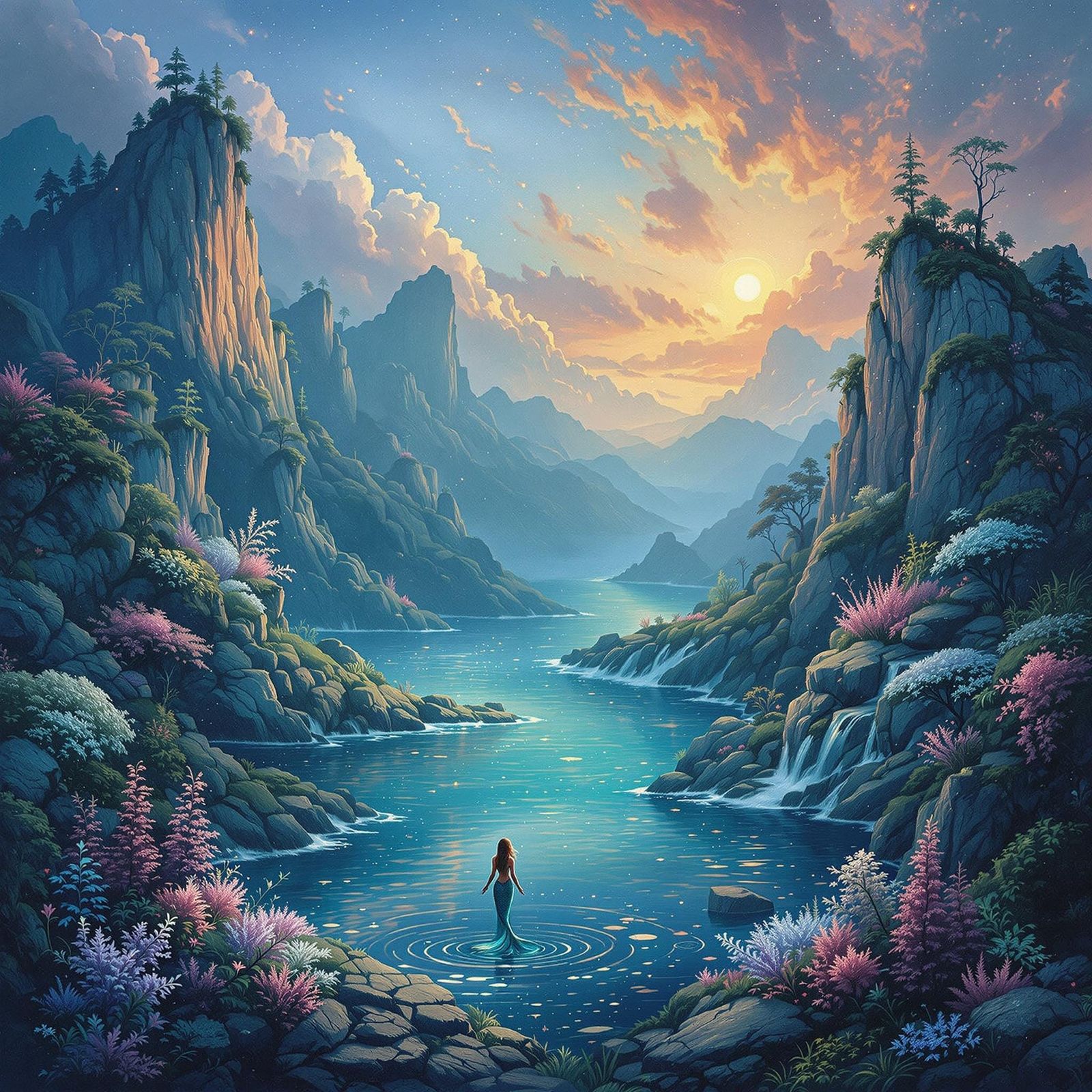 Enchanted Seascape with a Mythical Mermaid