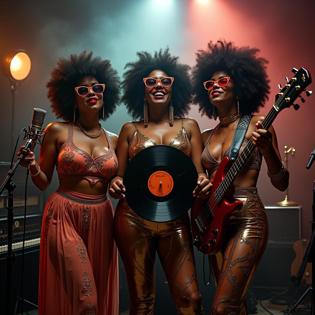 The Fates as 1970s Soul Band in Recording Studio