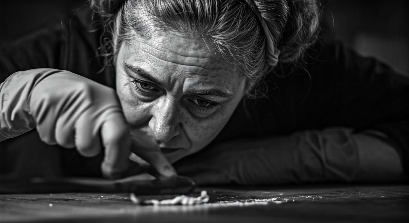 Moody Portrait of a Cleaning Lady in High Contrast Charcoal ...