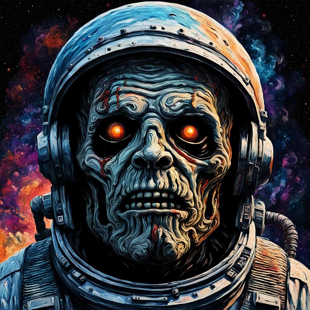 Grotesque Spaceman in Gothic Impressionist Style