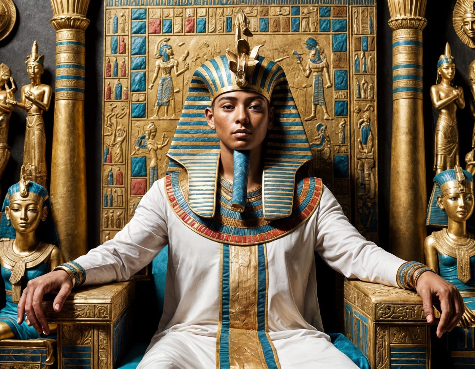 Egyptian Pharaoh in Ancient Palace Grandeur