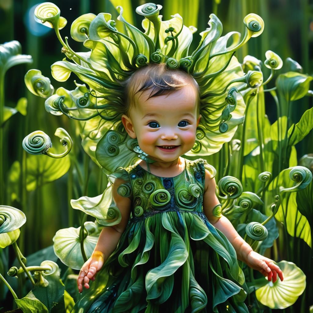 Vibrant Garden Goddess in Glowing Light
