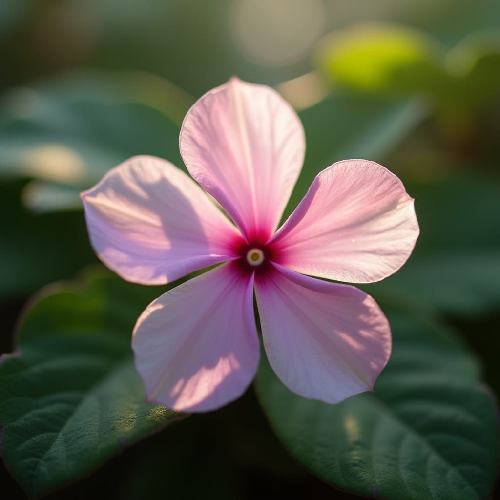 Pink Periwinkle Bloom in Macro Photography Style