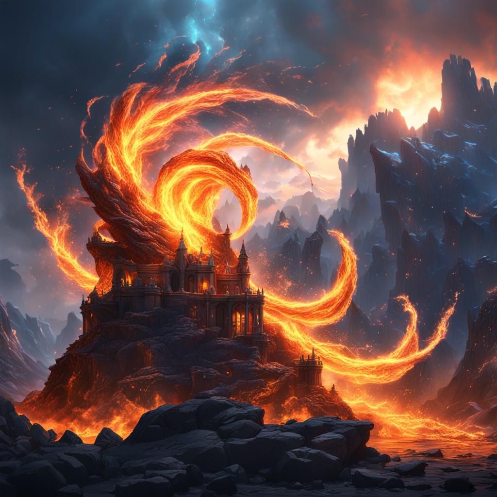 Wind and Fire Merge in Fantasy Concept Art