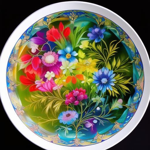Ethereal Flowers in Stained Glass Bowls
