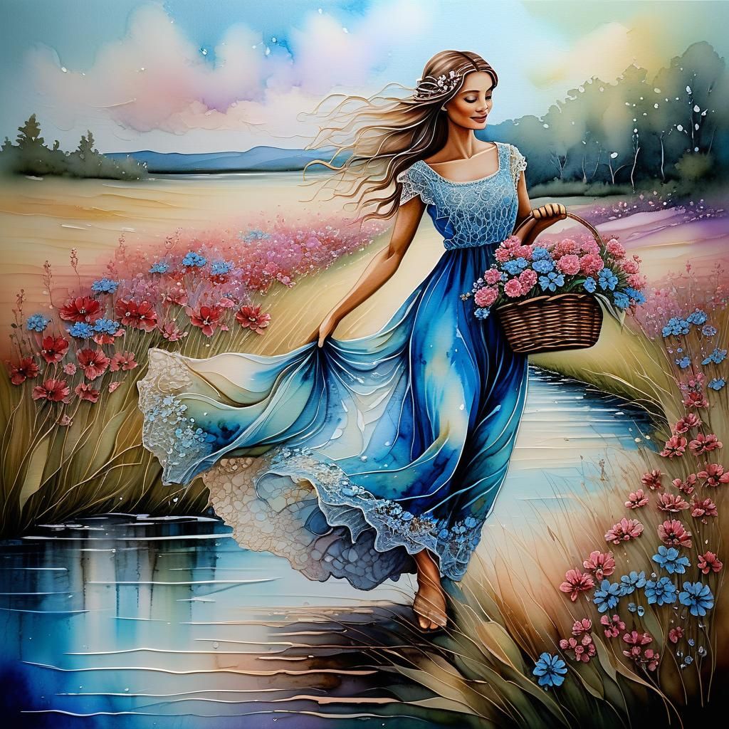 Airbrush, alcohol ink, whimsical, highly defined DETAILED, f...