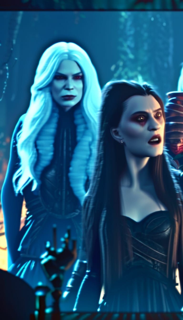 Gothic Female Vampires in a Haunting Dark Forest