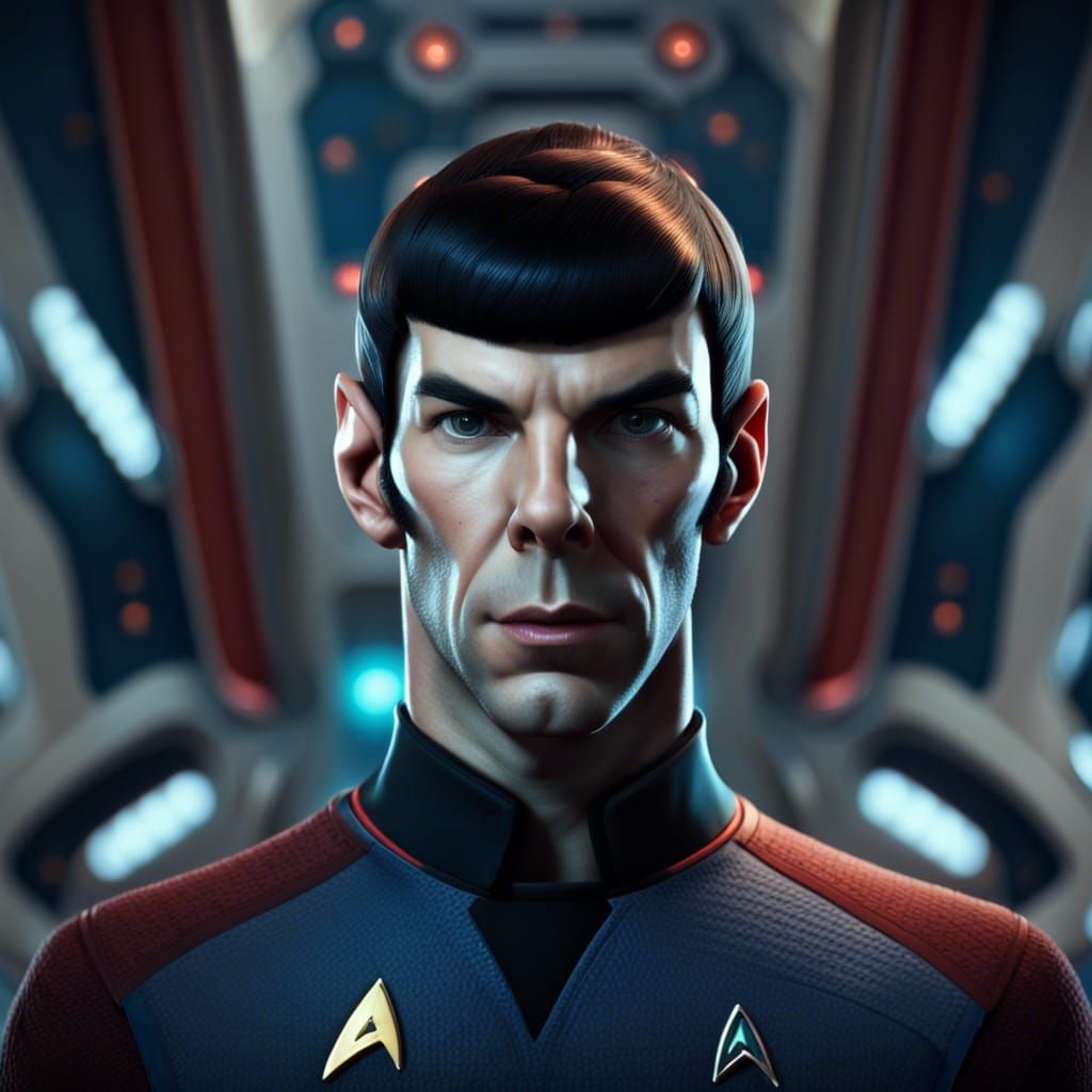 Young Doctor Spock in Starfleet Uniform: 8K Render