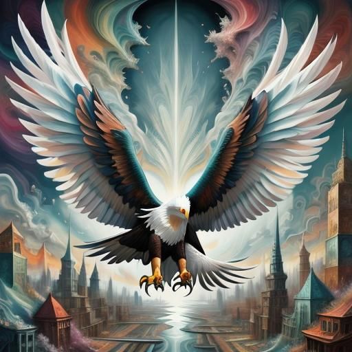 Magnificent Eagle in Colorful Graffiti Art Style
