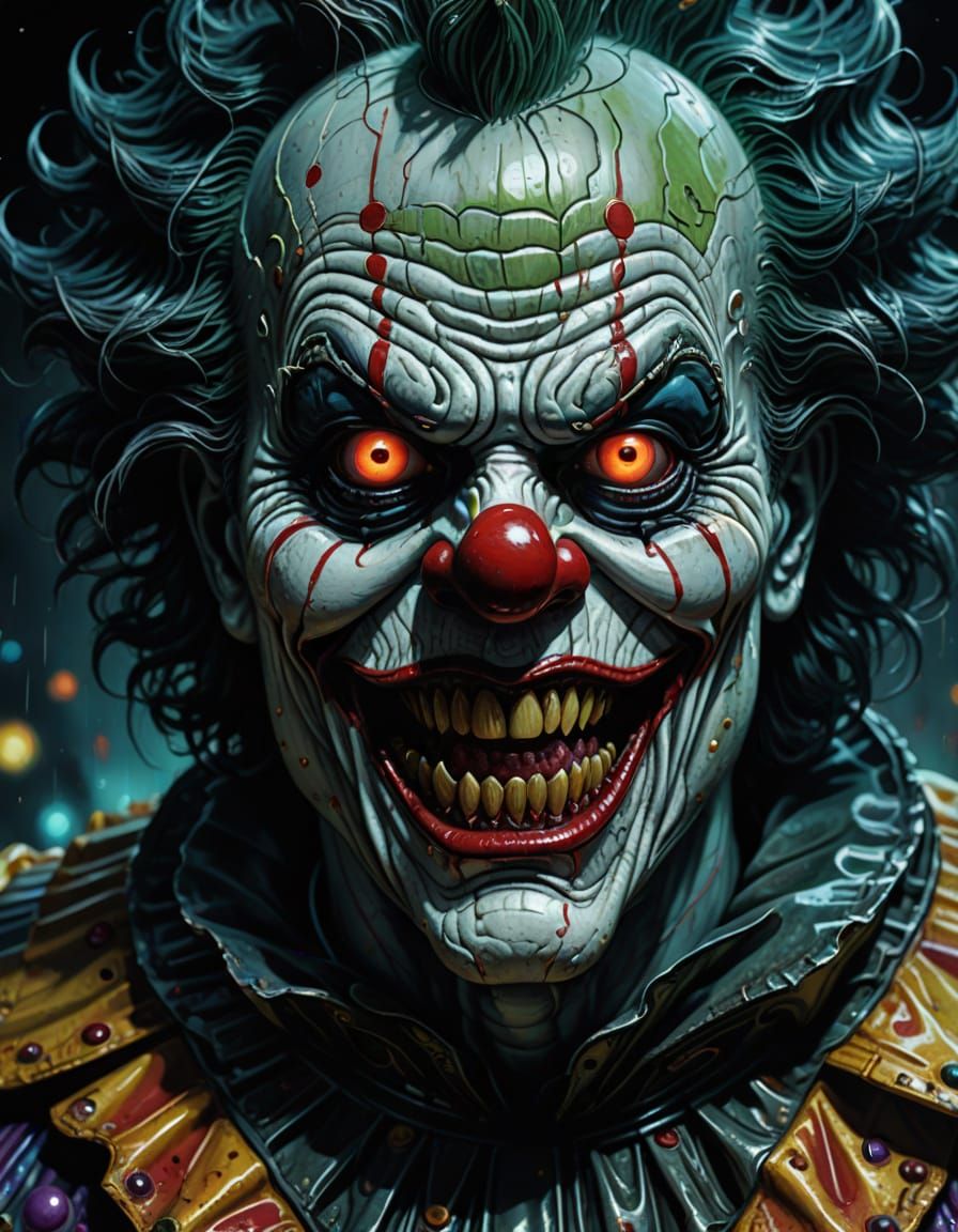 Psychedelic Horror Clown from Outer Space in Pop Art Style
