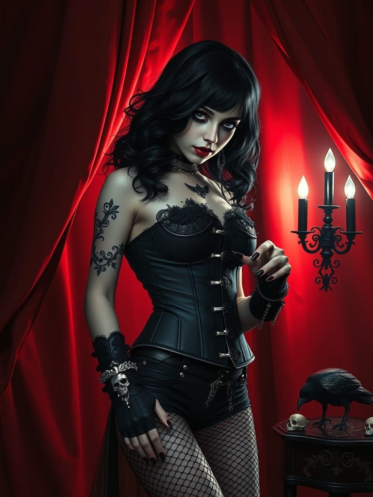 Victorian Gothic Goddess in Dark, Moody Splendor