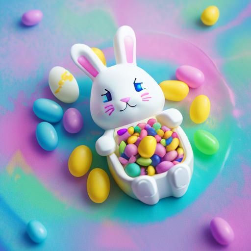 Easter Bunny in Lisa Frank Style by Pablo Amaringo