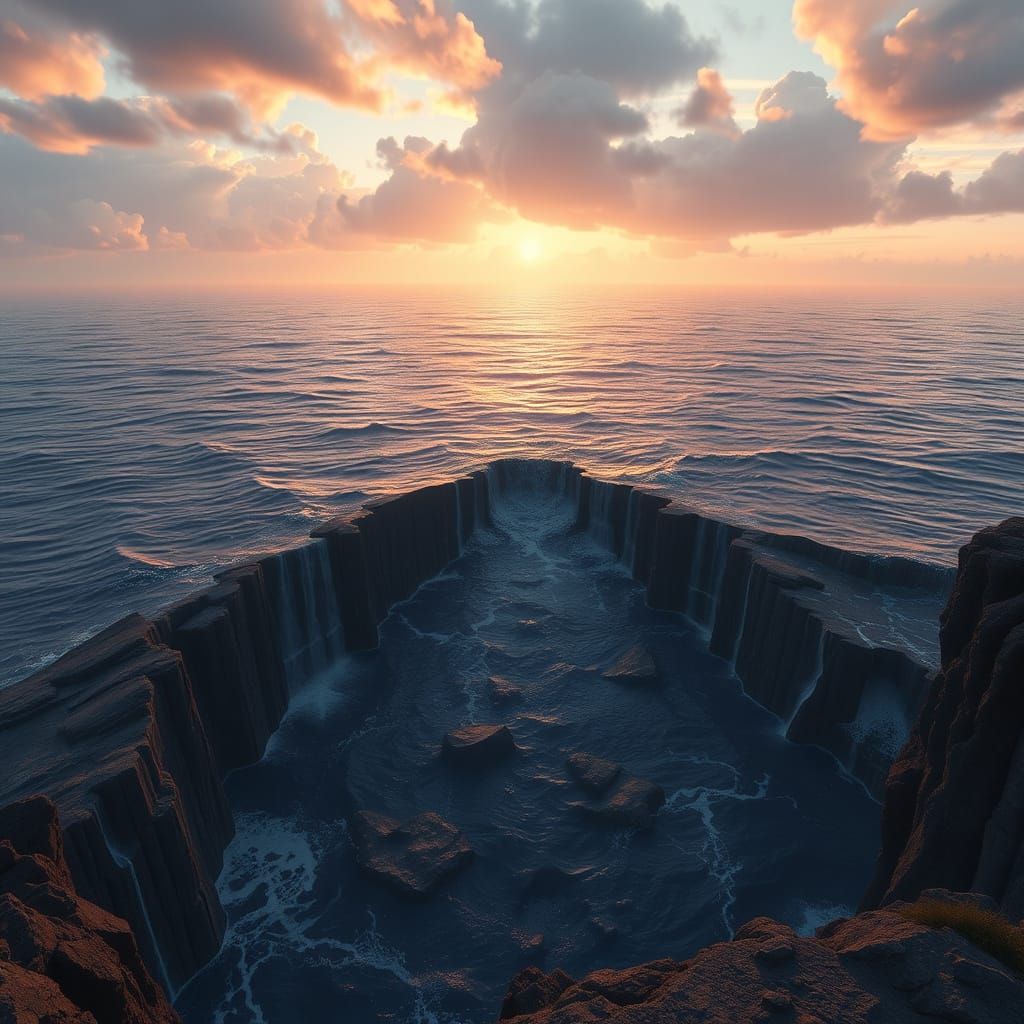 God Forms Horizon Separating Waters in Biblical Fantasy Art