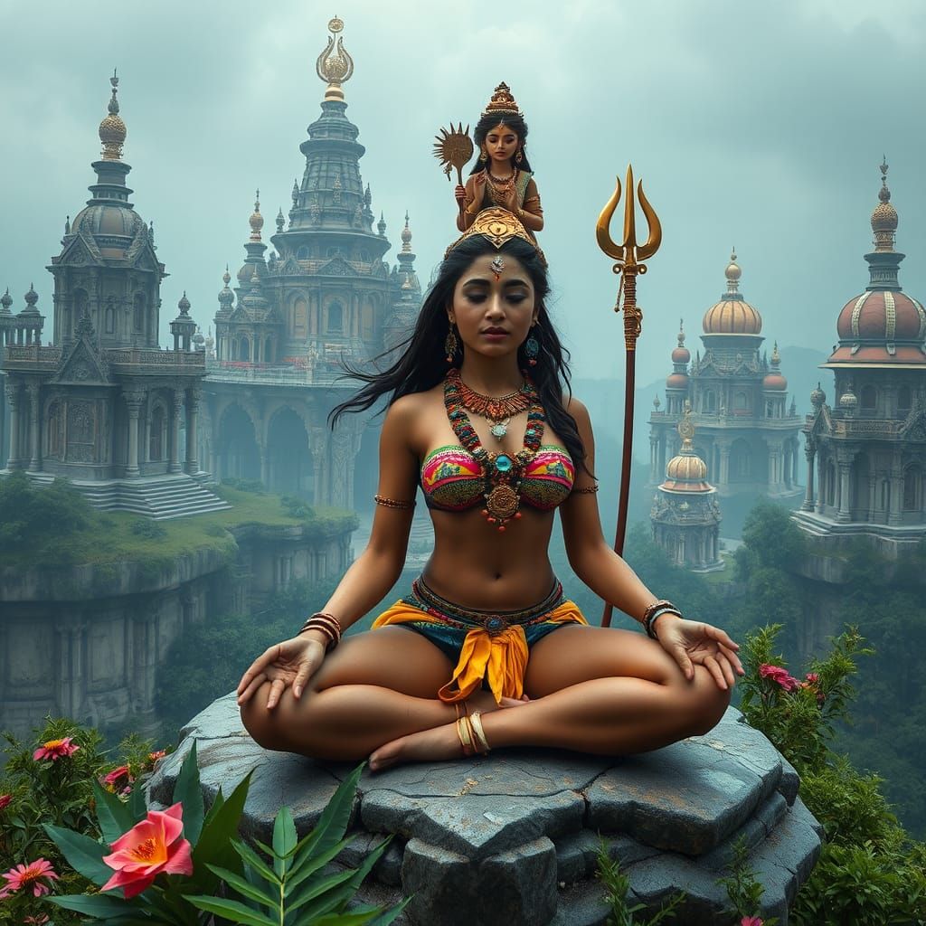 Meditating Deities in Floating Sky City