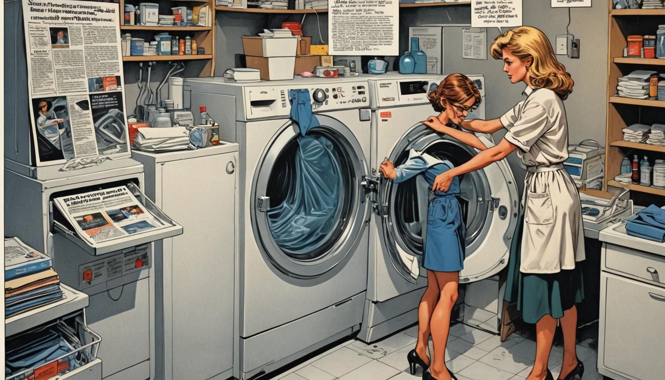 Fashion Model Showcases Whirlpool, Comic Book Art