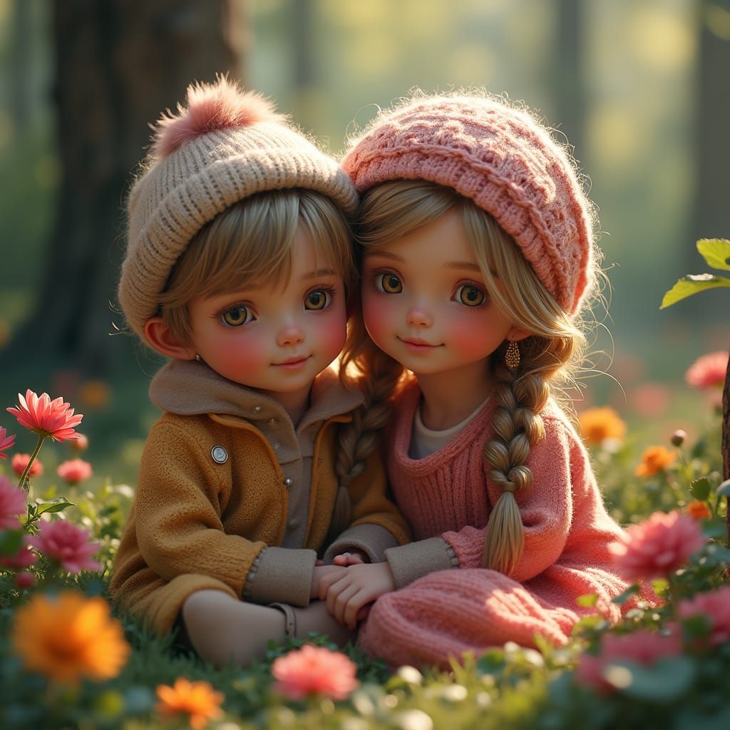 Children in a Magical Garden, Fantasy Concept Art