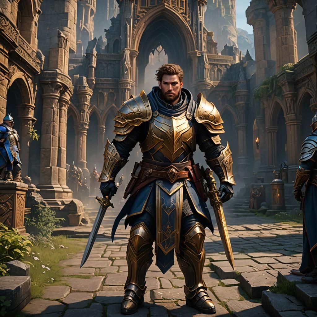 Detailed Matte Painting of a Human Paladin