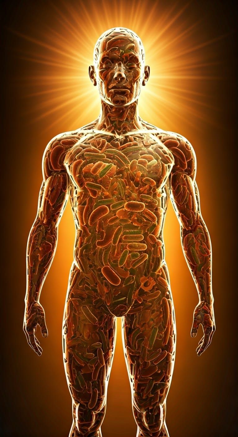 Bioluminescent Glass Figure Housing Microbial Metropolis