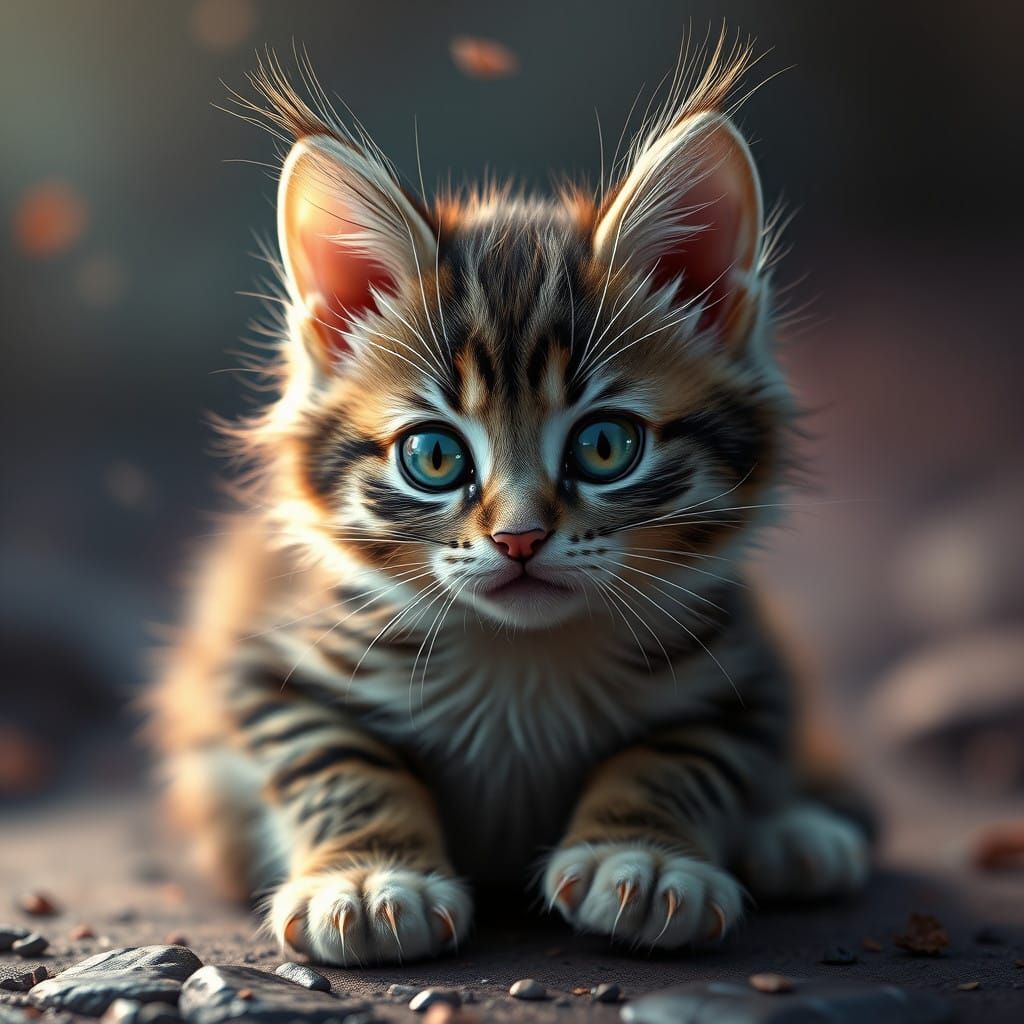 Whimsical Kitten in Vibrant Fantasy World