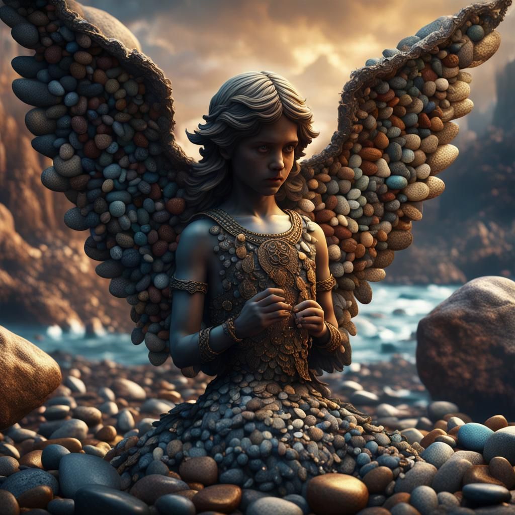 Pebble Angel Detailed Fantasy Concept Art