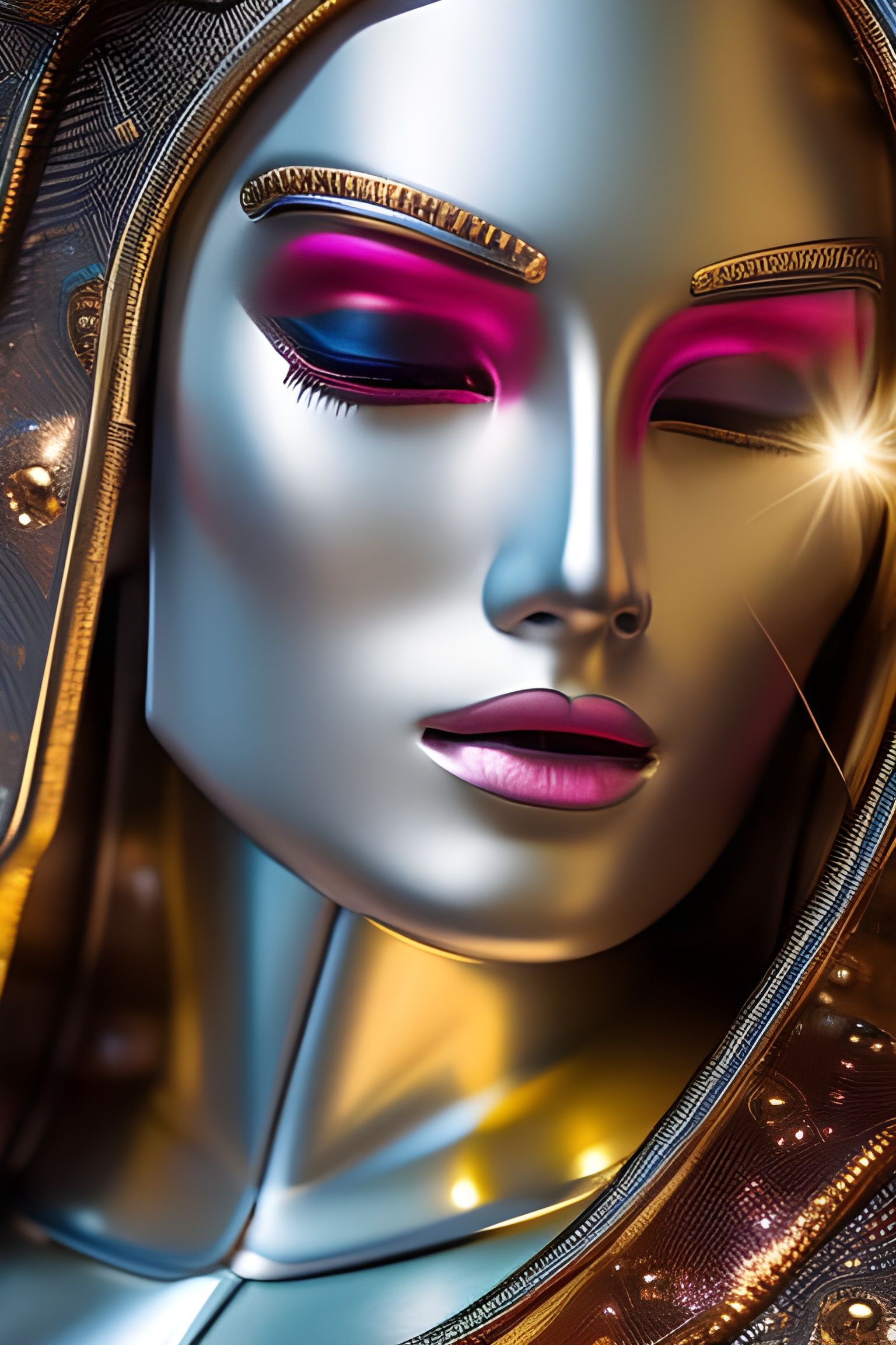 Aztec Astronaut in Hibernation: Hyperrealistic Portrait