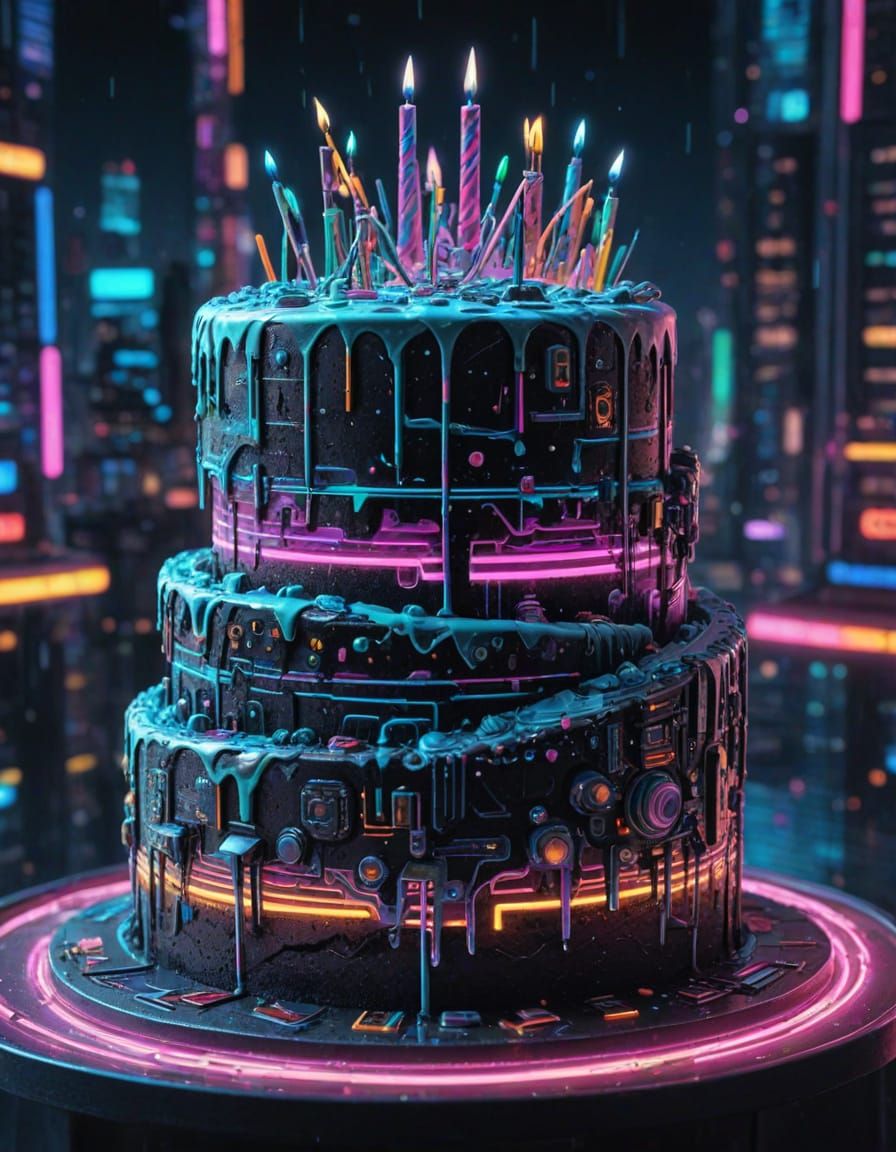 🥈Cyberpunk Birthday Cake