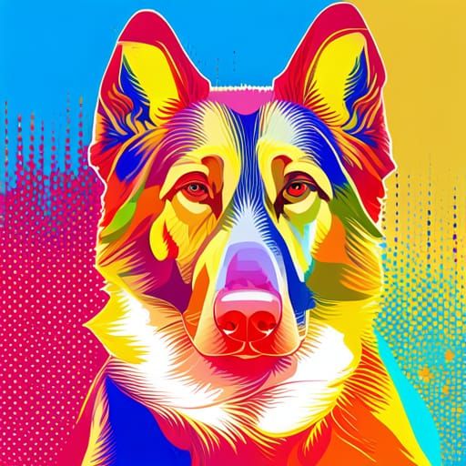 German Shepherd in Geometric Pop Art Style