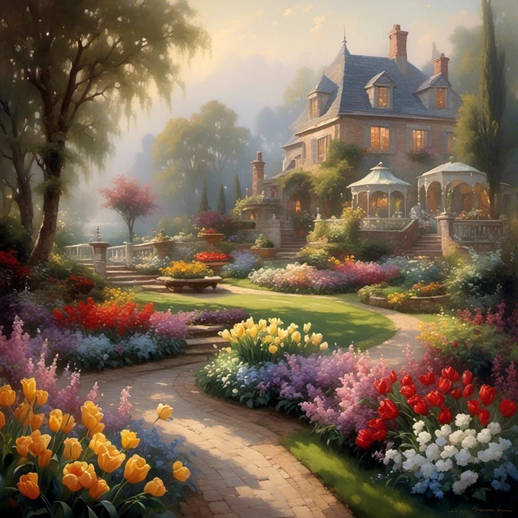 Ethereal Tulip Garden in Fantasy Style