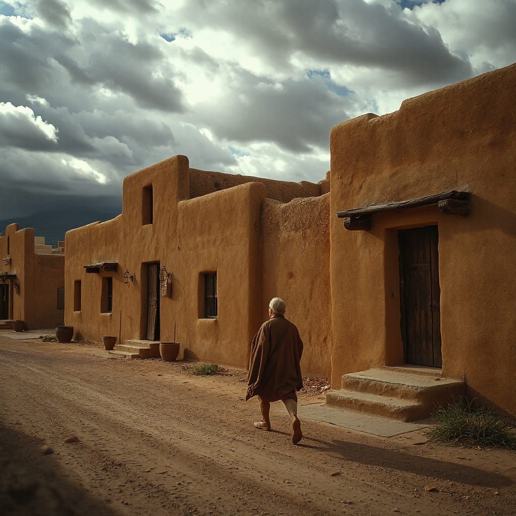 Pueblo Runner in Taos, New Mexico, in Hyperrealistic Style