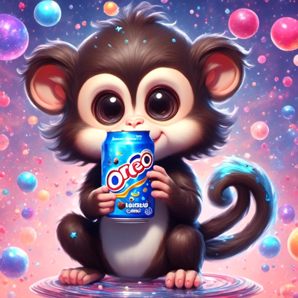 Chibi Monkey with Oreo Space Dunk Drink