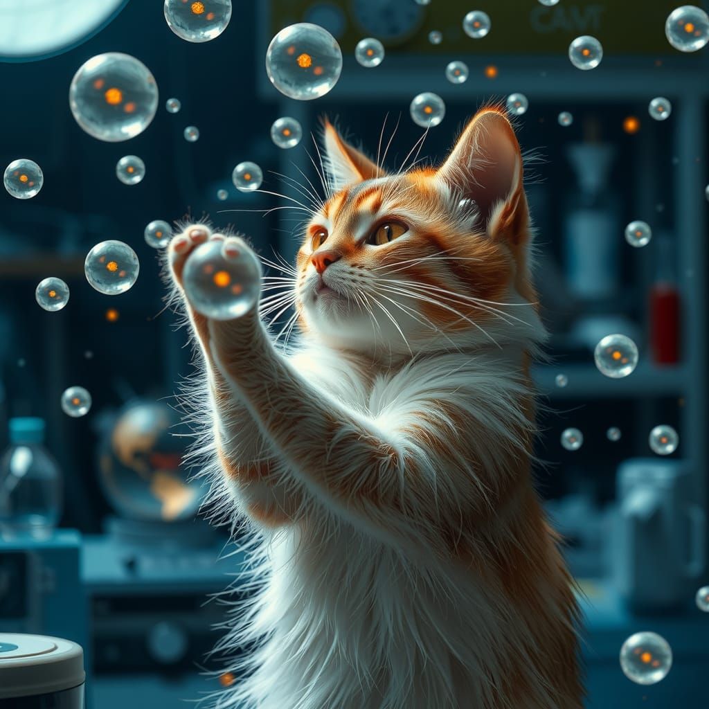 Schrödinger's Cat Batting Orbs in Cosmic Web