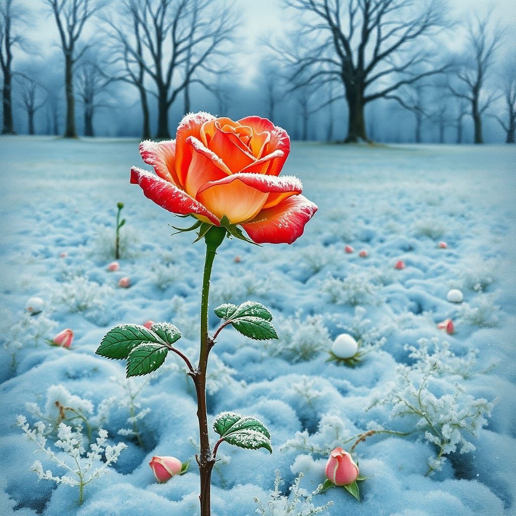 Winter Rose in Gustav Klimt Style