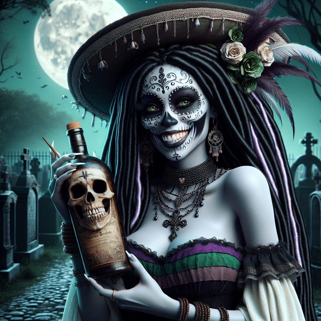 Maman Brigitte: Haitian Voodoo Loa in Hyper-Realistic Style