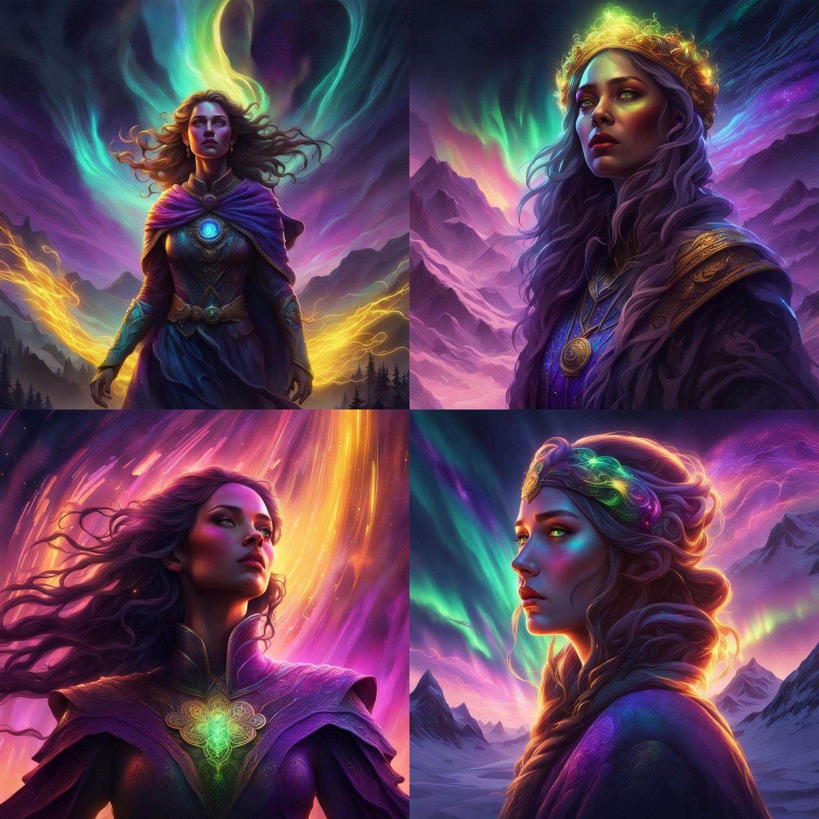 Glowing Woman with Aurora Borealis Magic