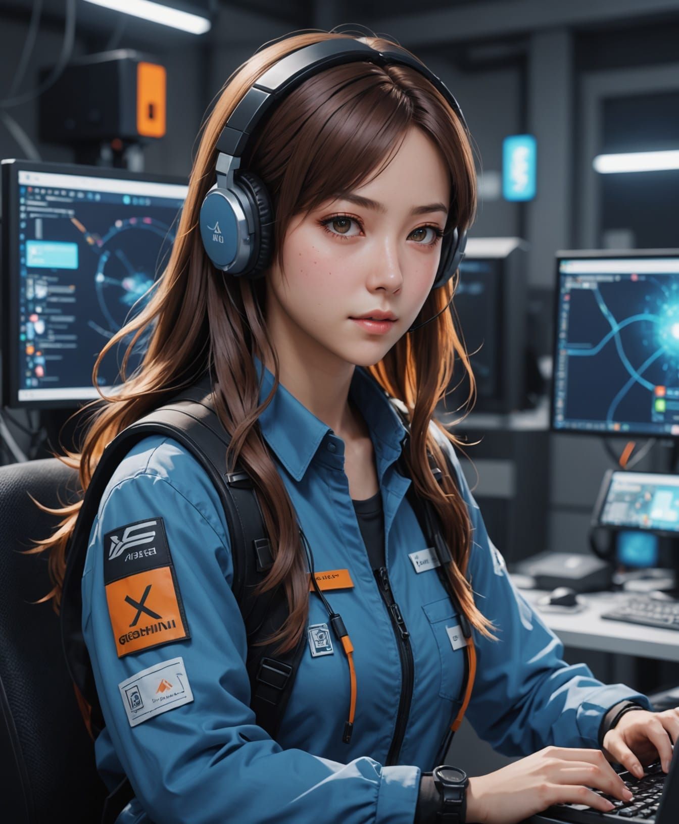 Female computer technician