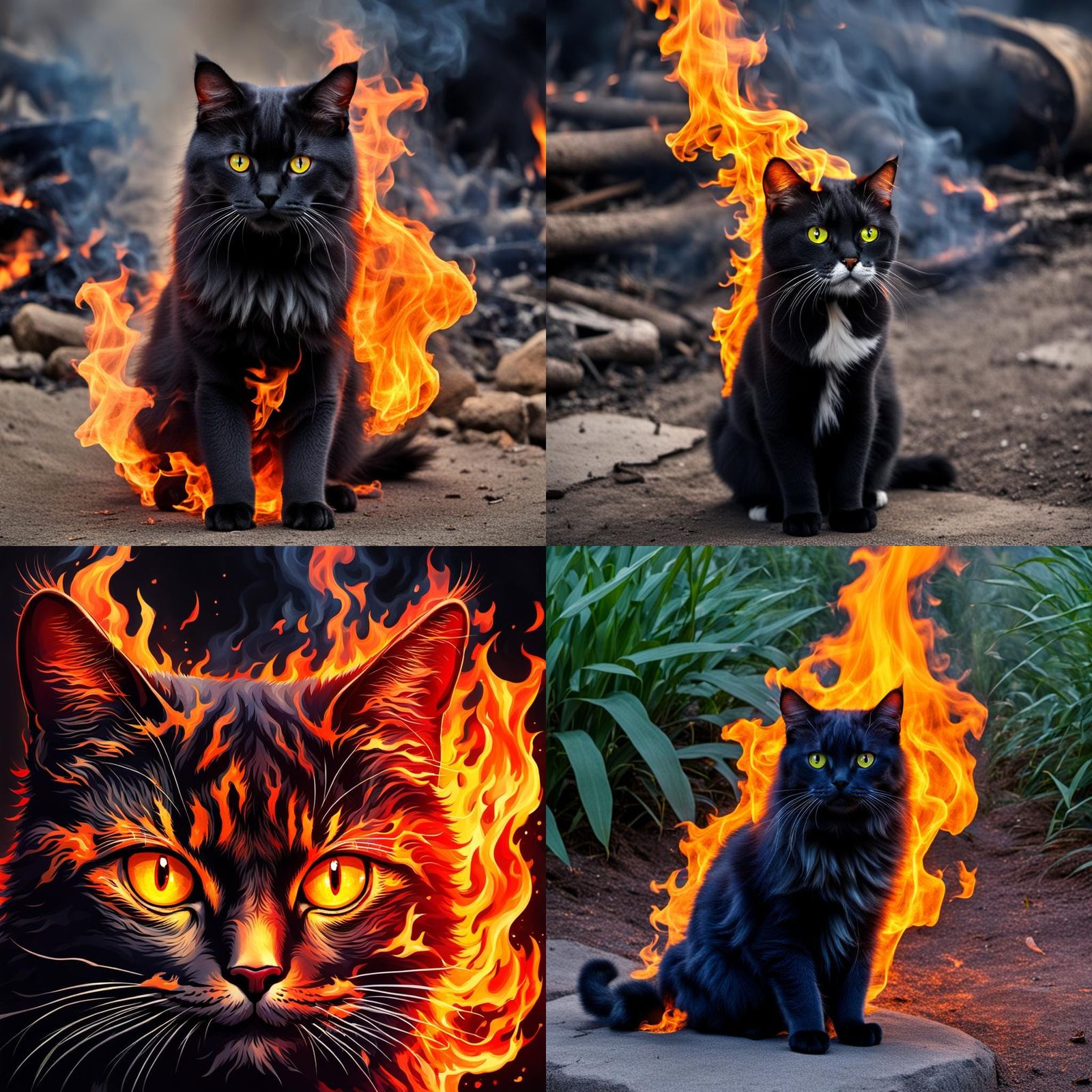 Fiery Feline: A Cat Made of Flames