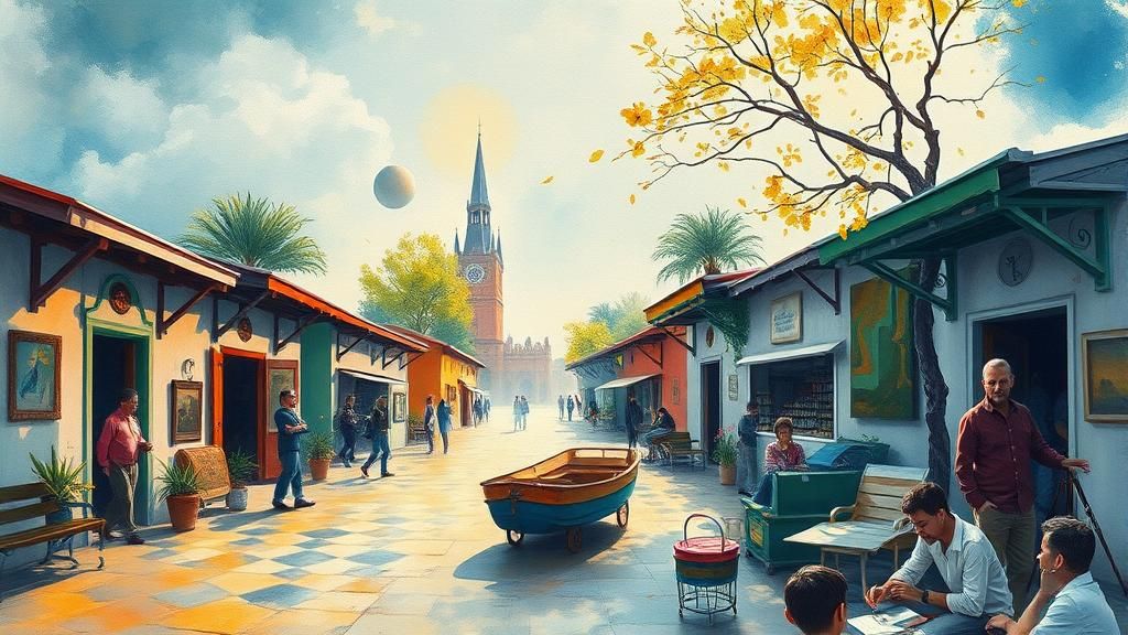 Epic Impressionist Scene in Gouache and Watercolor