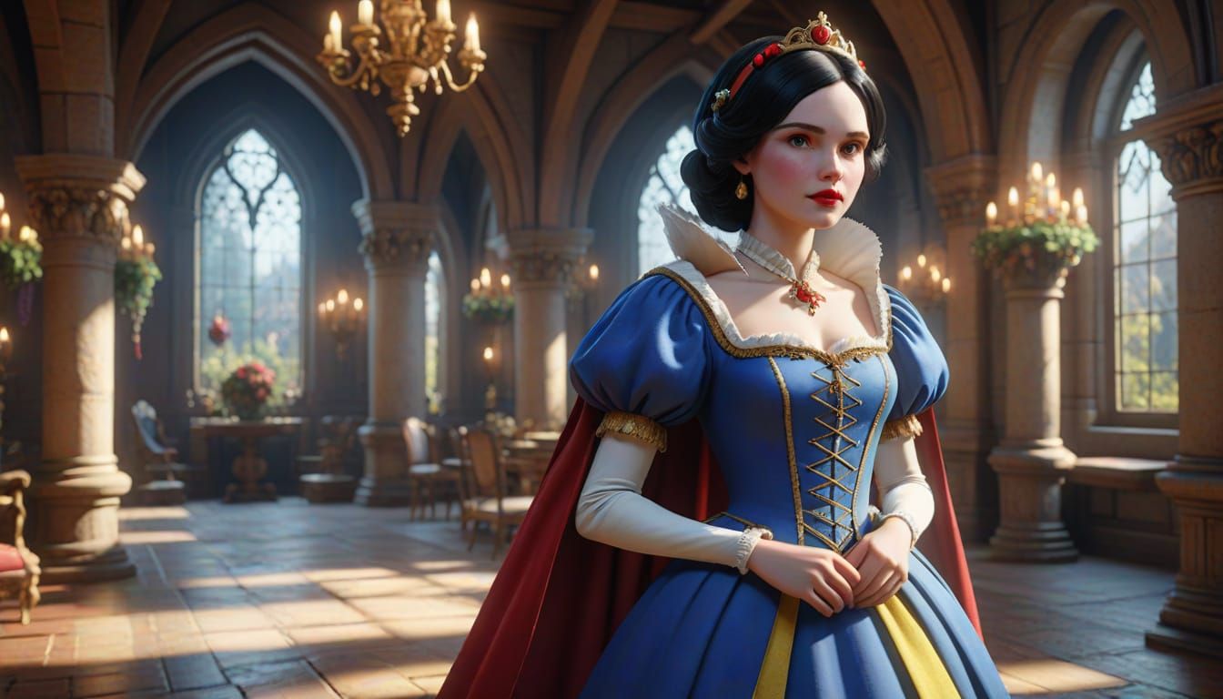 Regal Snow White Portrait in Rich, Dark Colors