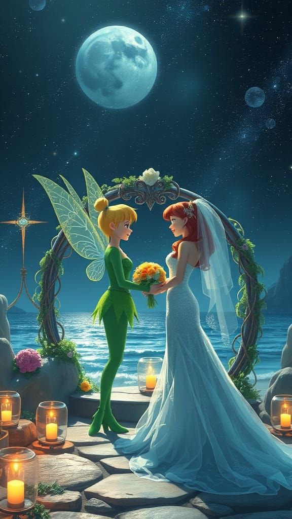 Tinkerbell and Ariel's Alien Wedding in Dreamy Style