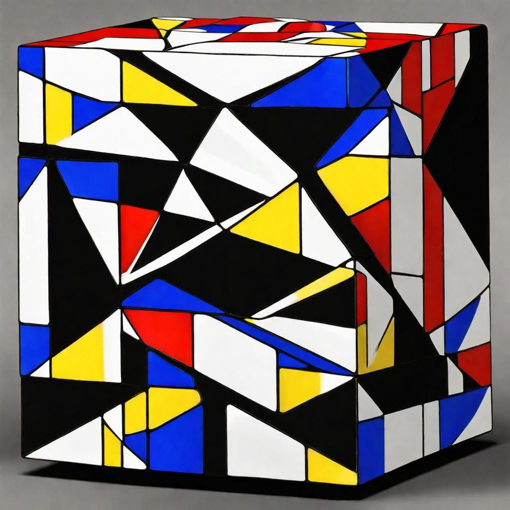 Impossible Geometric Object in Mondrian Art Style