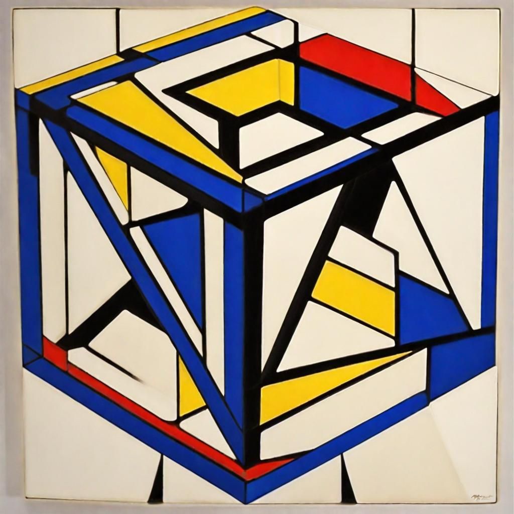 Mondrian Style Impossible Geometric Construction