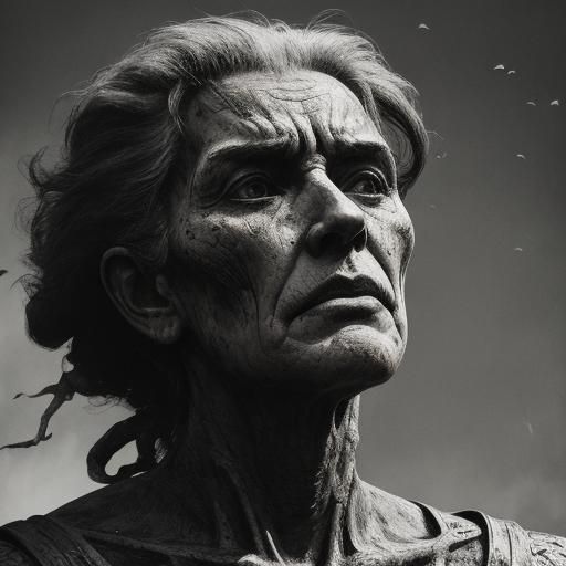 Grotesque Figures Expressing Human Suffering and Mortality