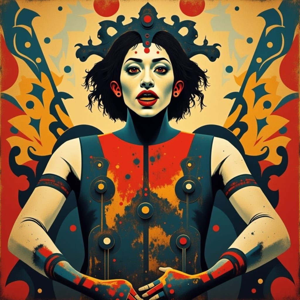 Ethereal Warlock Portrait in Vibrant Pop Art Style