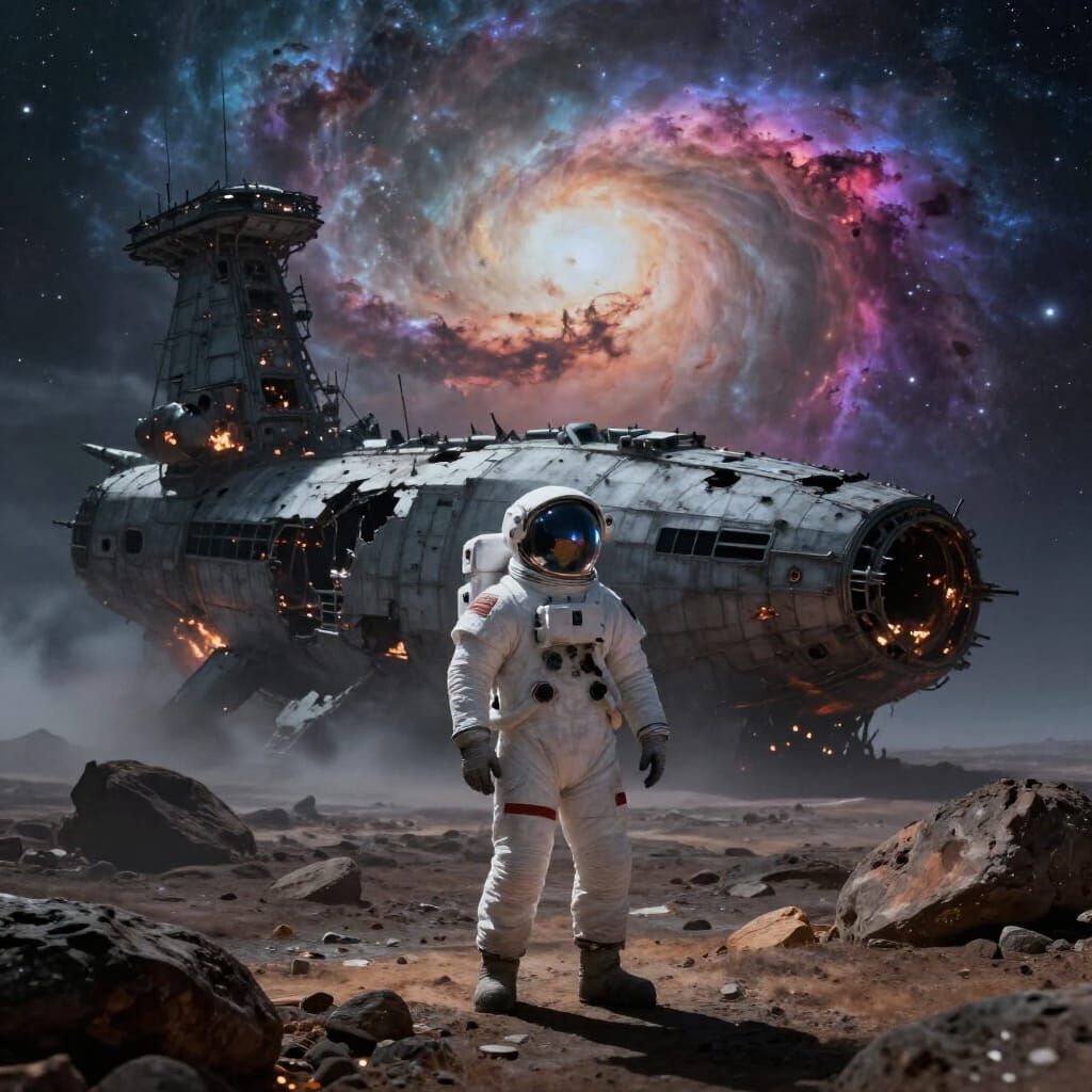 Astronaut on Alien Planet Watches Spaceship Explode