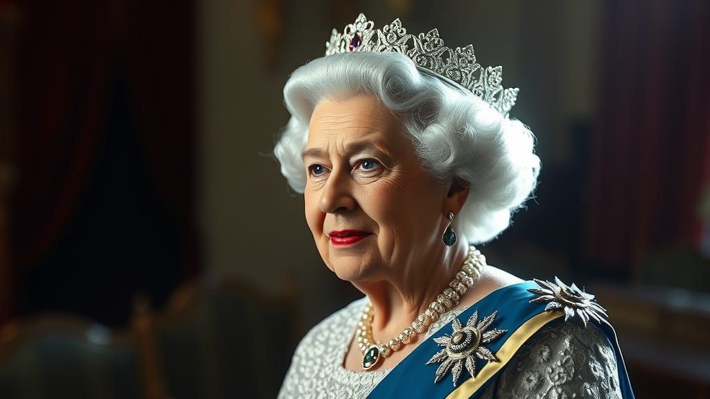 Fotorealistische Szene mit Königin Elizabeth II in Epischer ...